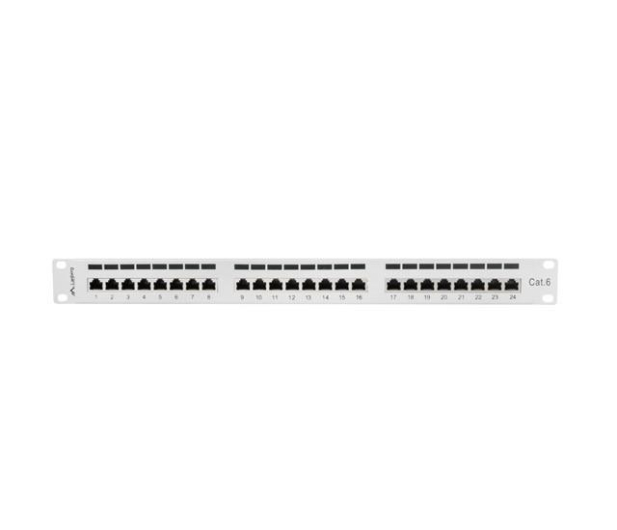 Lanberg Patchpanel 24p 19" 1U FTP 6 półka (szara) - 457382 - zdjęcie 4